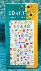 Embossed Nail Sticker Plaid Nail Sticker Three-dimensional Bow Nail Sticker Summer Nail Sticker (Option: 5DK091)