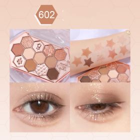 Honeycomb Diamond Eyeshadow Palette Honey Tea Orange Brown Matte Pearlescent Glitter Color Daily (Option: Honey tea milk coffee)