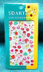 Embossed Nail Sticker Plaid Nail Sticker Three-dimensional Bow Nail Sticker Summer Nail Sticker (Option: 5DK077)