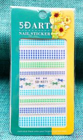 Embossed Nail Sticker Plaid Nail Sticker Three-dimensional Bow Nail Sticker Summer Nail Sticker (Option: 5DK071)