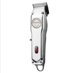 Retro Full Metal Body Electric Hair Clipper, Hair Salon Men'S Special Engraving Push White Shaved Hair Clipper (Option: )