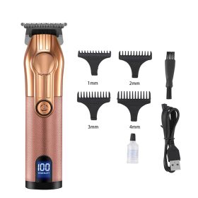 LCD Digital Display USB Charging Retro Oil Head Carving Hair Clipper (Option: )