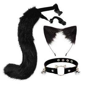 Ear Cat Tail Set Hair Hoop (Color: )