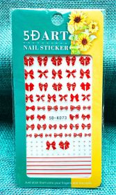 Embossed Nail Sticker Plaid Nail Sticker Three-dimensional Bow Nail Sticker Summer Nail Sticker (Option: 5DK073)