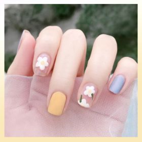 Head Matte Frosted Almond Shape Wear Nail Nail Piece Finished (Option: Little flower)