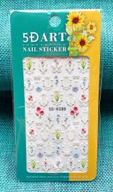 Embossed Nail Sticker Plaid Nail Sticker Three-dimensional Bow Nail Sticker Summer Nail Sticker (Option: 5DK088)