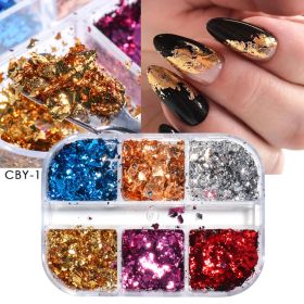 Reflective And Translucent Edelweiss Powder Nail Sequins (Option: 6grid XR Edelweiss powder)