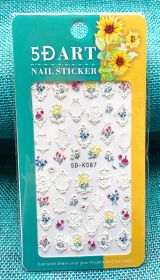 Embossed Nail Sticker Plaid Nail Sticker Three-dimensional Bow Nail Sticker Summer Nail Sticker (Option: 5DK087)