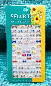 Embossed Nail Sticker Plaid Nail Sticker Three-dimensional Bow Nail Sticker Summer Nail Sticker (Option: 5DK075)