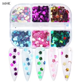 Reflective And Translucent Edelweiss Powder Nail Sequins (Option: 6gridMHK)