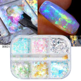 Reflective And Translucent Edelweiss Powder Nail Sequins (Option: 6gridCBY)