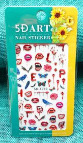 Embossed Nail Sticker Plaid Nail Sticker Three-dimensional Bow Nail Sticker Summer Nail Sticker (Option: 5DK083)