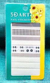 Embossed Nail Sticker Plaid Nail Sticker Three-dimensional Bow Nail Sticker Summer Nail Sticker (Option: 5DK070)