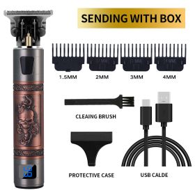 Push White Gradient Oil Head Engraving Clipper Nicked Hair Clipper (Option: )