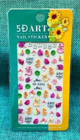 Embossed Nail Sticker Plaid Nail Sticker Three-dimensional Bow Nail Sticker Summer Nail Sticker (Option: 5DK092)