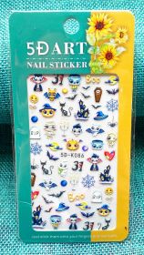 Embossed Nail Sticker Plaid Nail Sticker Three-dimensional Bow Nail Sticker Summer Nail Sticker (Option: 5DK086)