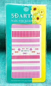 Embossed Nail Sticker Plaid Nail Sticker Three-dimensional Bow Nail Sticker Summer Nail Sticker (Option: 5DK072)