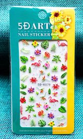 Embossed Nail Sticker Plaid Nail Sticker Three-dimensional Bow Nail Sticker Summer Nail Sticker (Option: 5DK079)